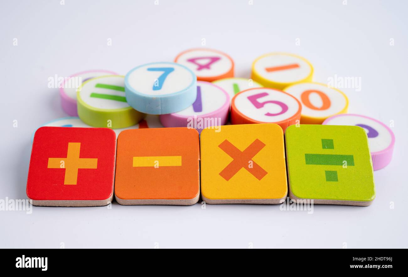 Math number colorful on white background, education study mathematics ...