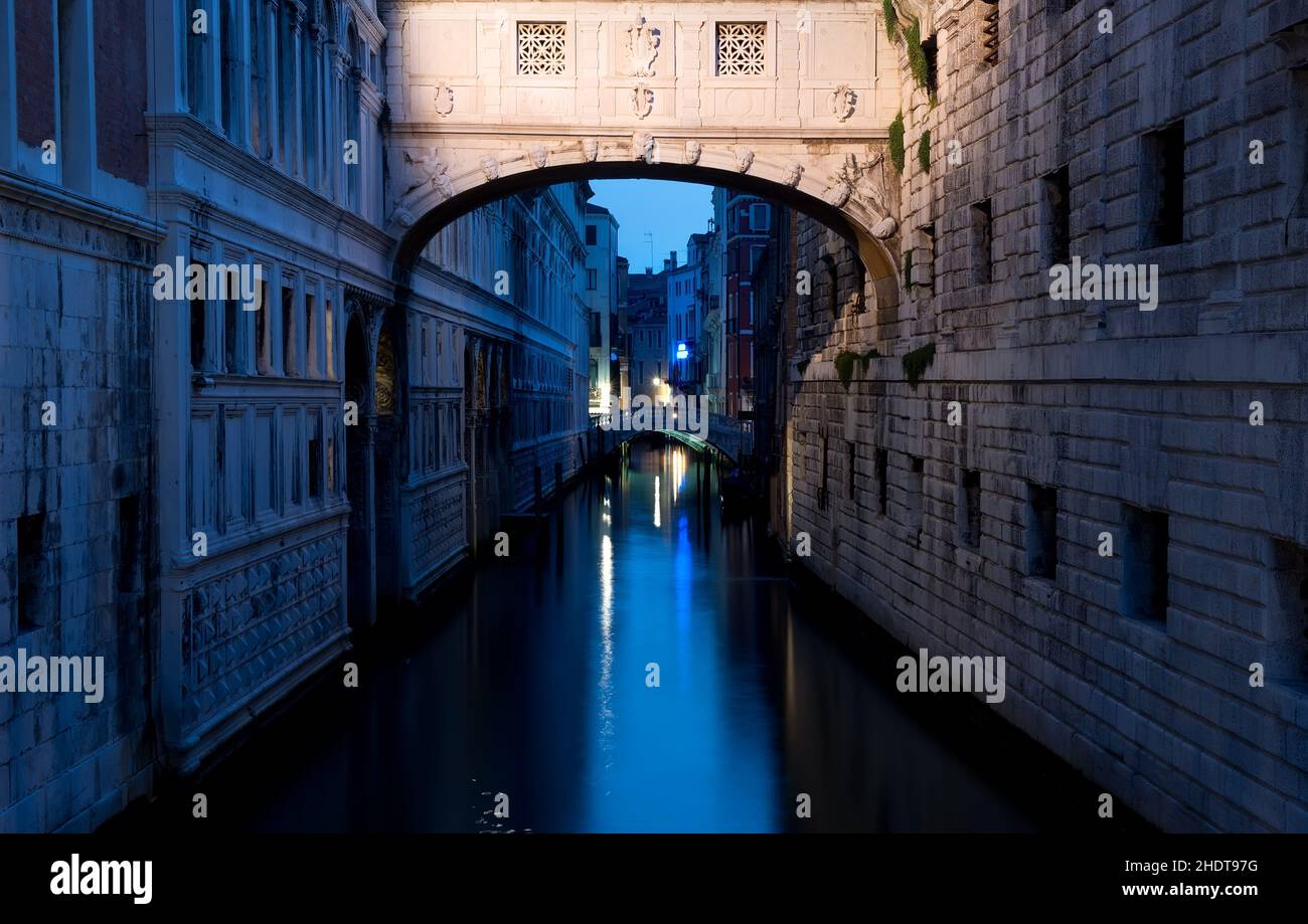 blue hour, venice, bridge of sighs, blue hours, venices Stock Photo