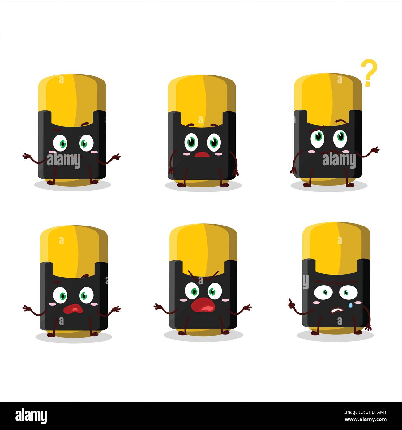 Cartoon character of yellow highlighter with what expression. Vector