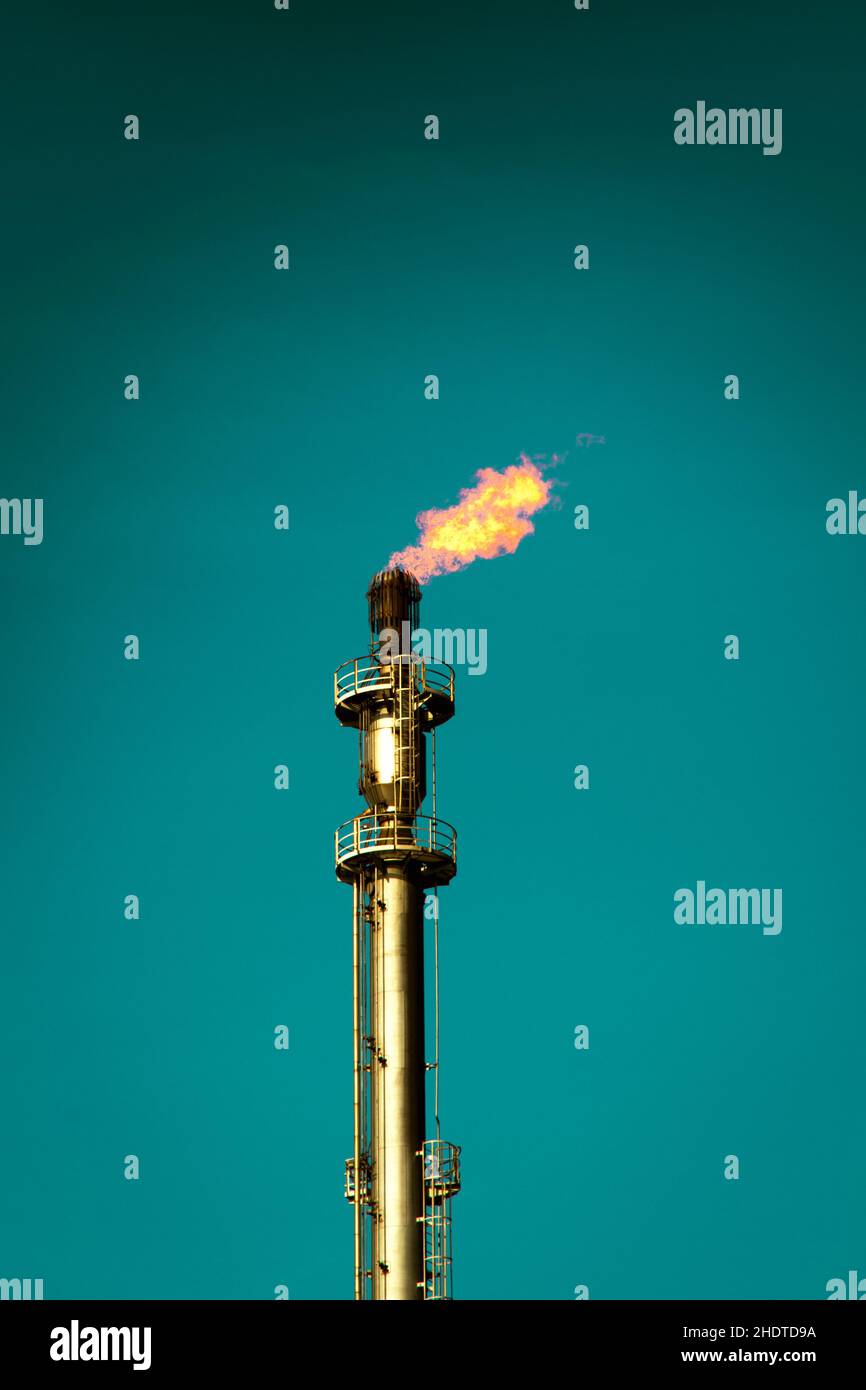 smoke stack, gas flame, smoke stacks, gas flames Stock Photo Alamy