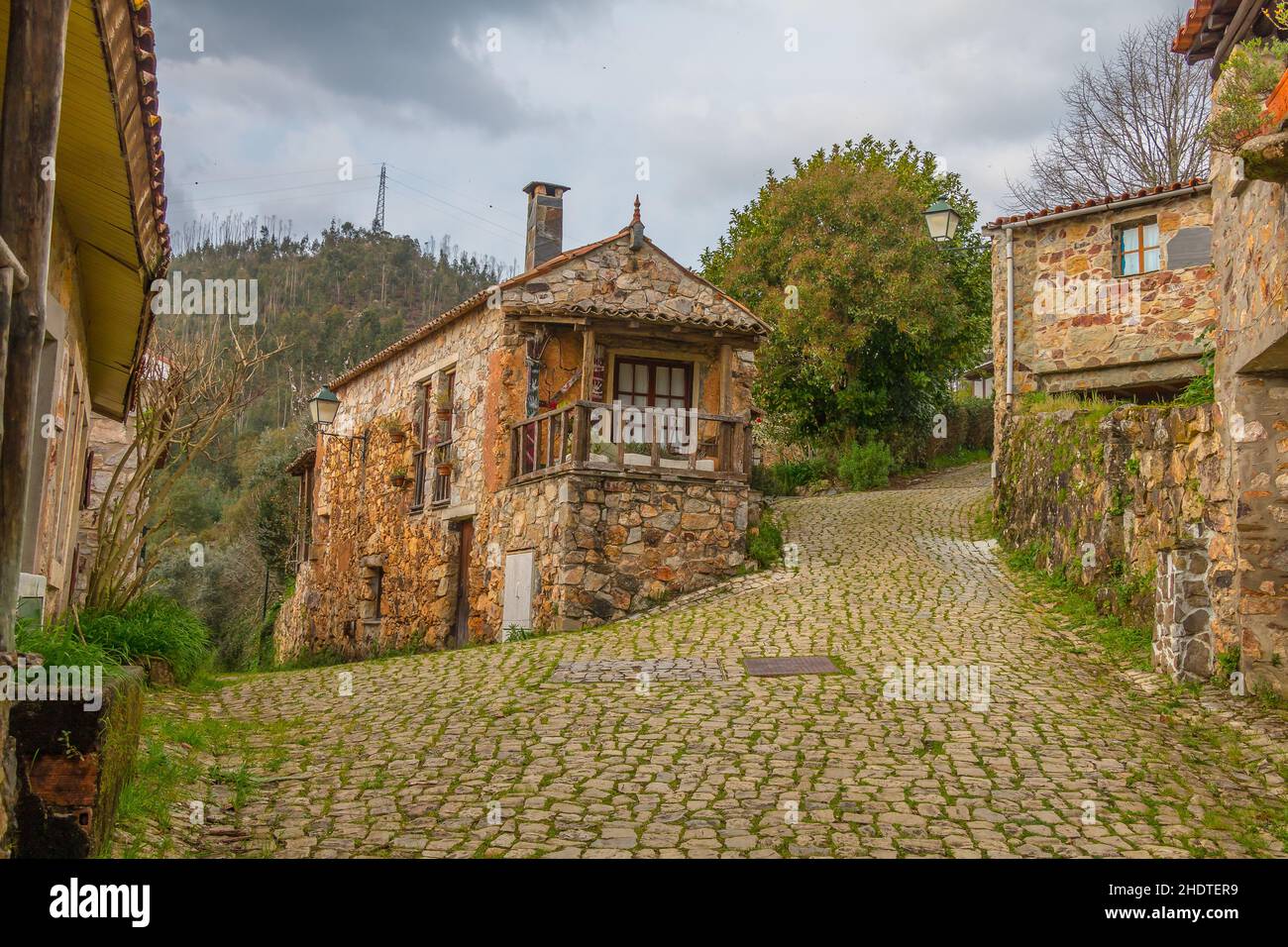 Stone buildings of Avelar in Portugal Stock Photo - Alamy