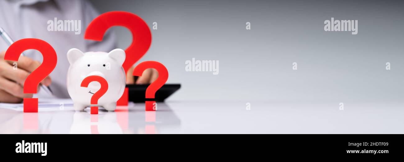 Piggy Bank Money Savings Question Mask And Answer Stock Photo Alamy