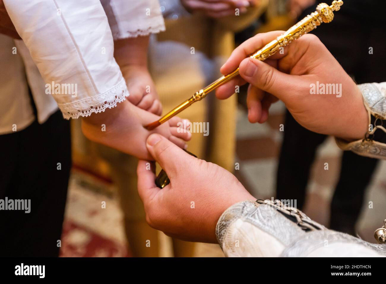 baby christening. Ceremony of a christening in Christian church
