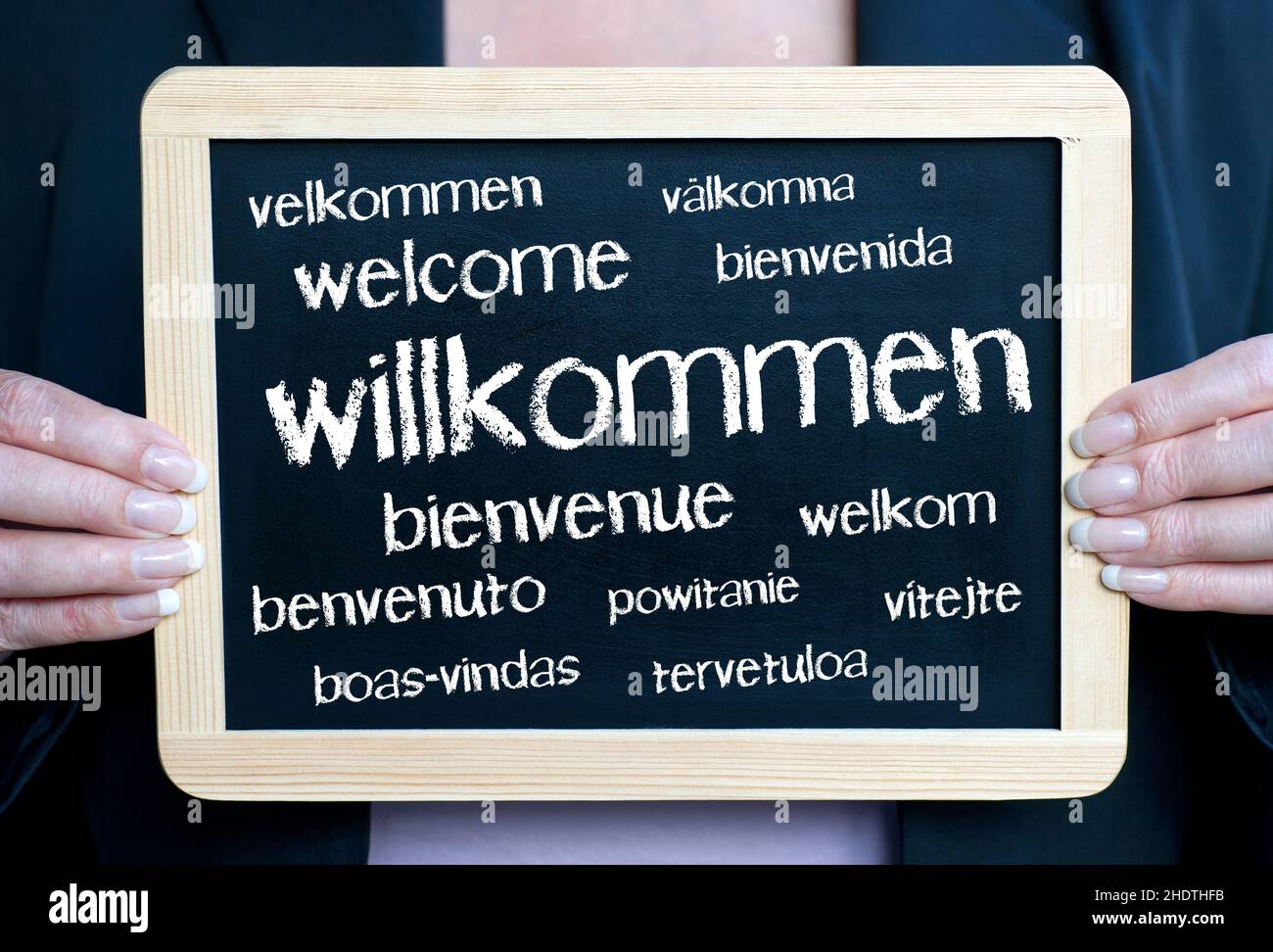 welcome, blackboard, hospitality, welcomes, blackboards Stock Photo