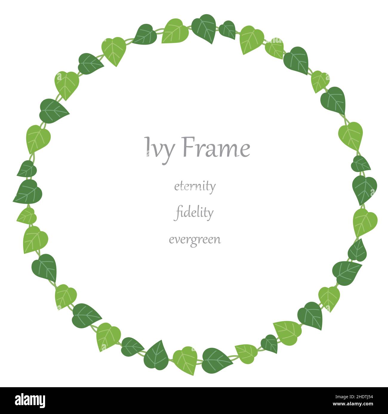 Round ivy frame isolated on a white background. Vector illustration. Stock Vector
