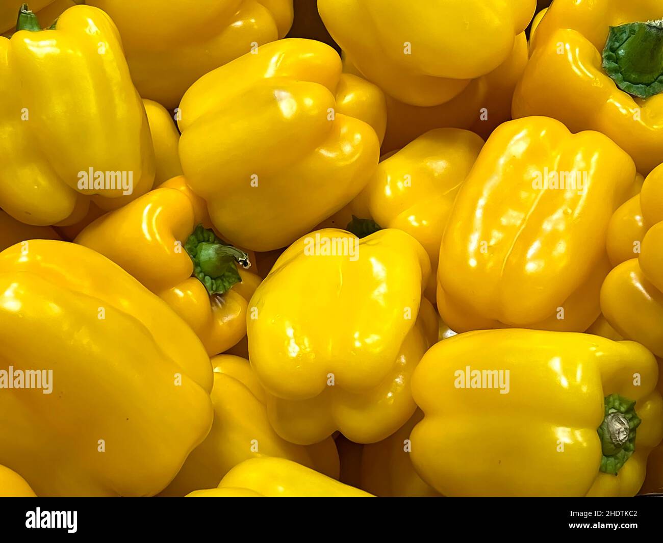 Background from fresh yellow peppers.  Stock Photo