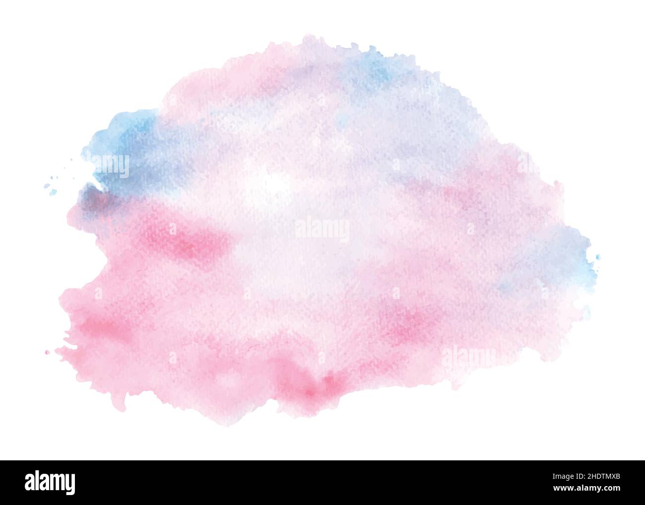 Abstract watercolor pink and blue paint texture isolated on white background. Hand-painted watercolor splatter stains artistic vector used as being an Stock Vector
