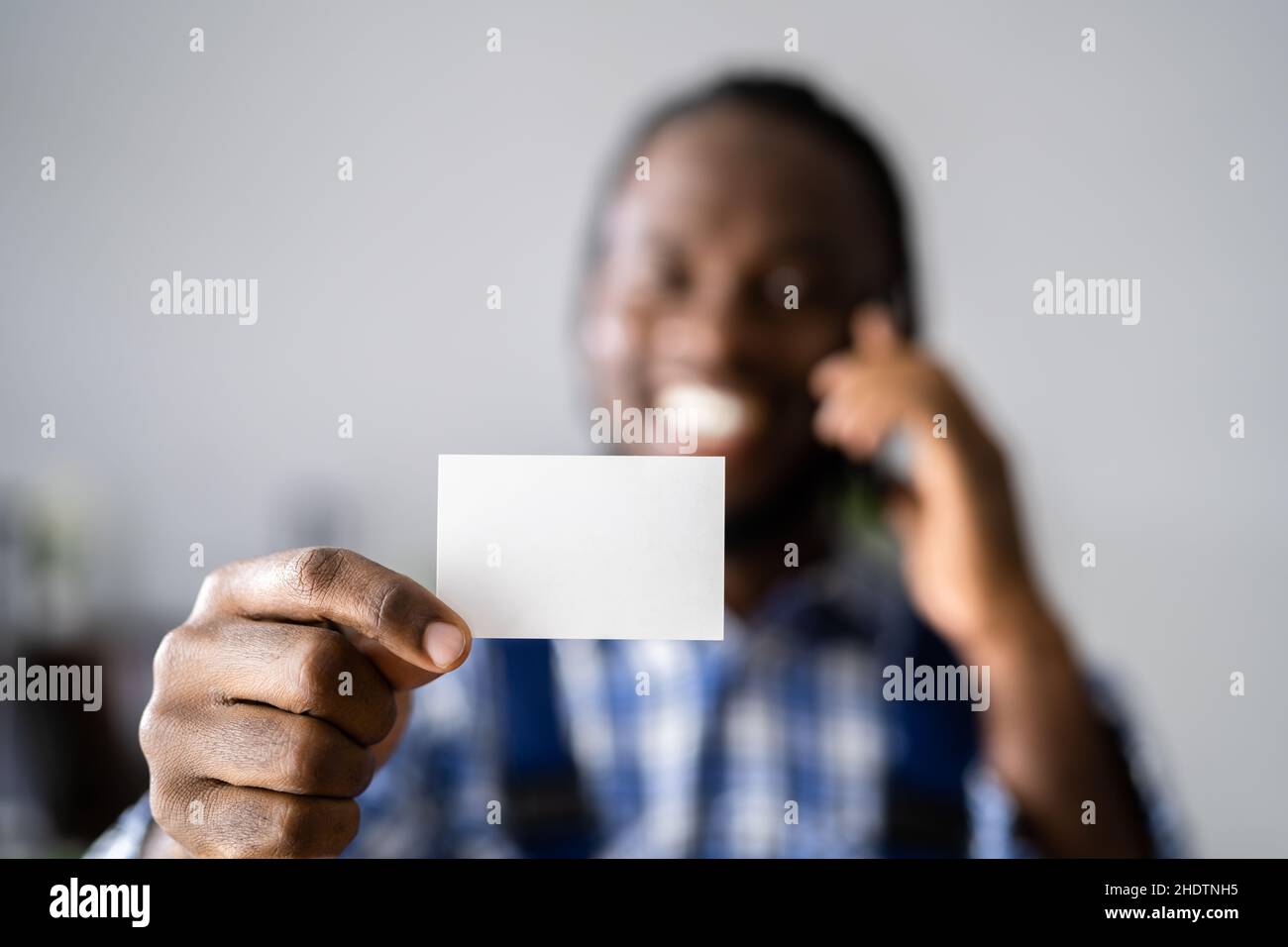 Constructor Business Contractor With Blank Visiting Card Stock Photo