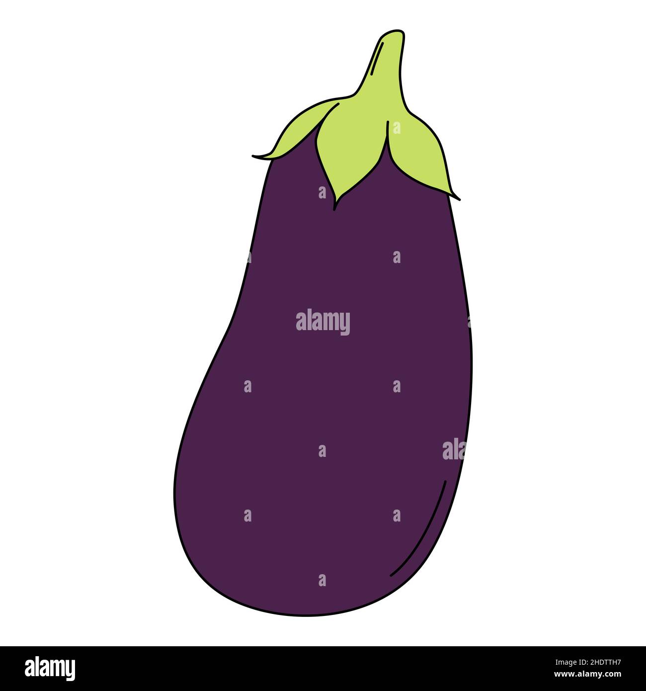 Cartoon vector illustration of eggplant isolated on white background. Ripe vegetable for cooking Stock Vector