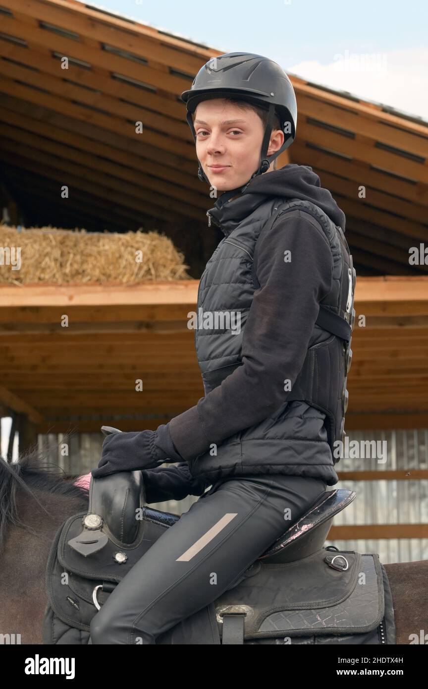 Three teenagers riding horses hires stock photography and images Alamy