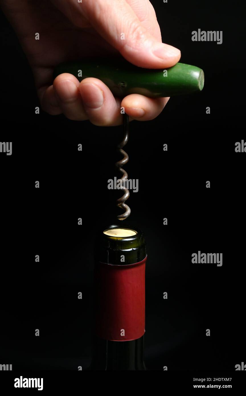wine bottle, opening, corkscrew, wine bottles, corkscrews Stock Photo Alamy