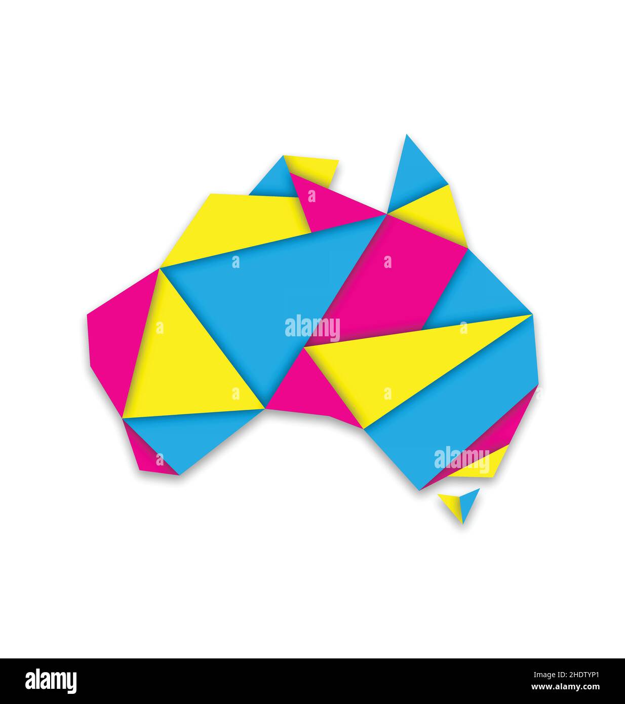 Simplified Australia map folded paper origami vector CMYK isolated on white background Stock