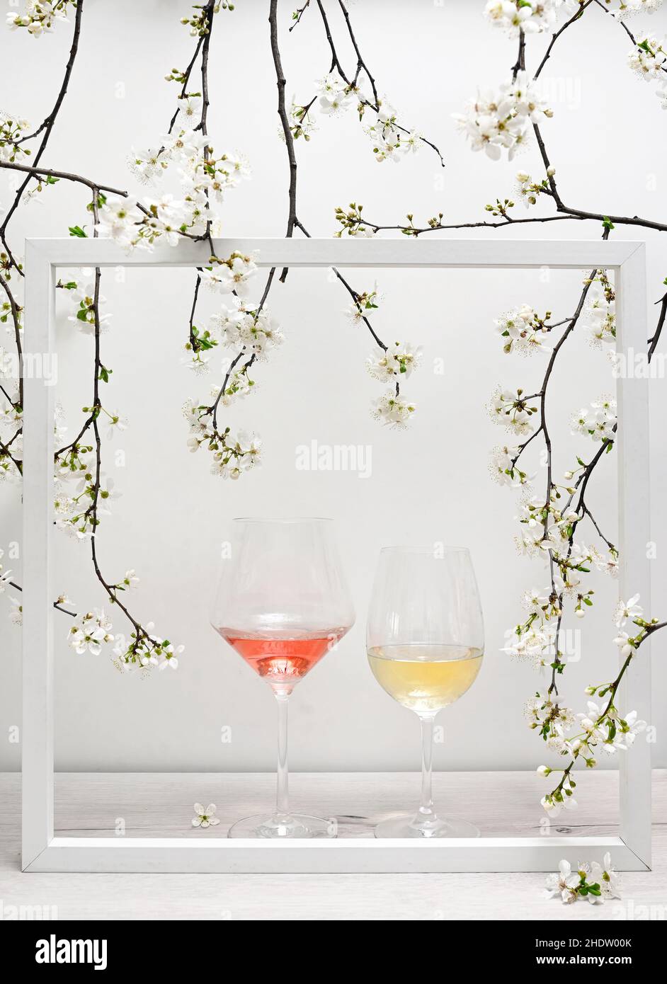 wine, frame, wine glass, tree blossom, wines, frames, glas ware
