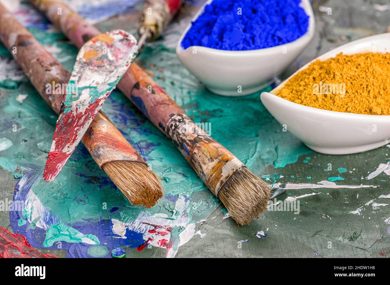 colour, paintbrush, art supplies  , pigment, colours, paintbrushs, art supplies  s, pigments Stock Photo