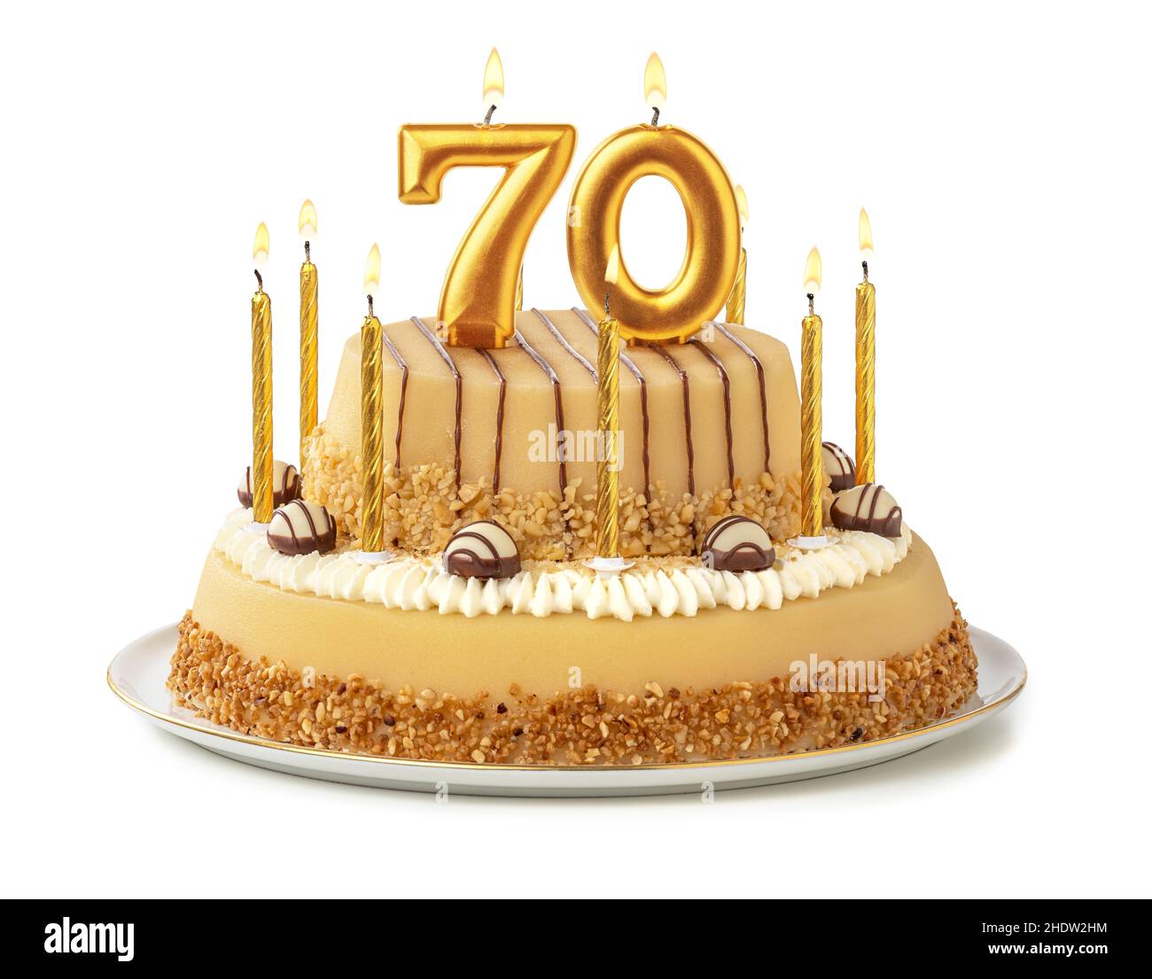 birthday cake, 70 sign, birthday cakes, sign 70 Stock Photo