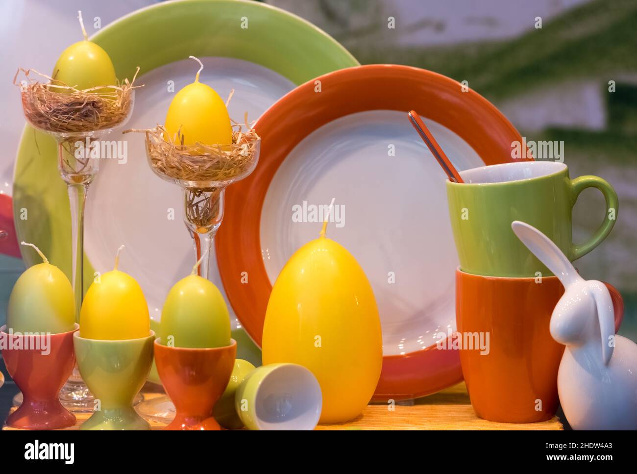 easter decoration, place setting, easter breakfast, easter decorations, easter breakfasts Stock Photo