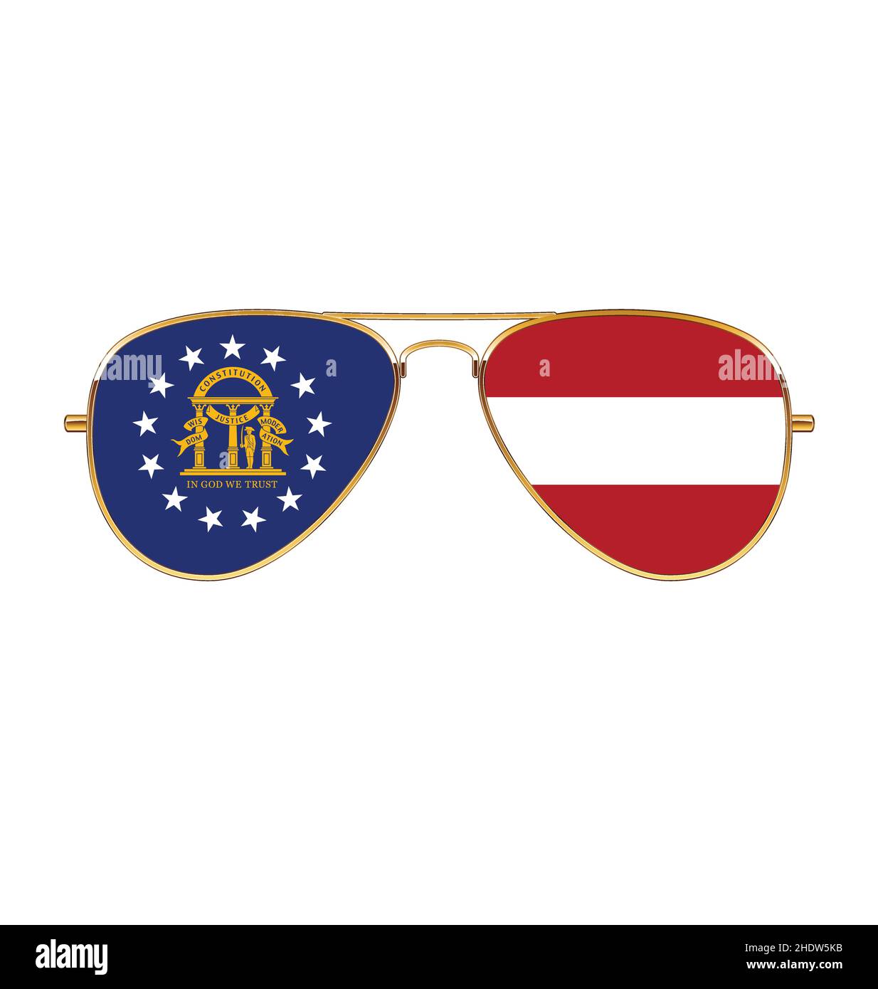 Cool simple Aviator Sunglasses with GA state flag in lenses