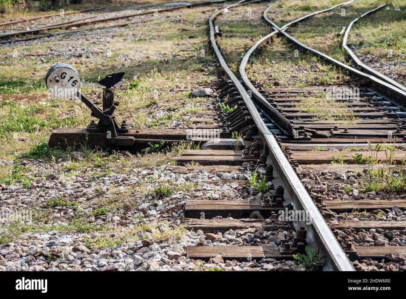 rail, railroad junction, switchman, rails, railroad junctions Stock