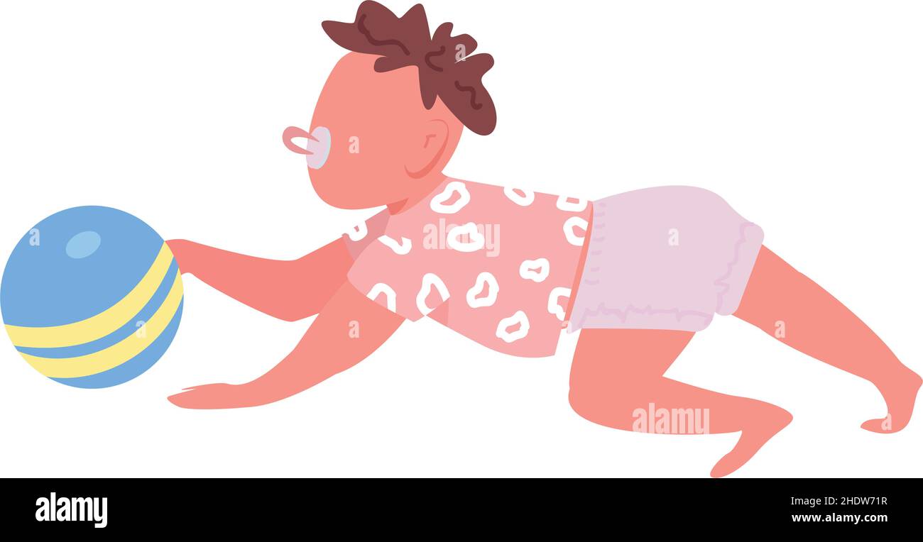 Toddler playing with ball semi flat color vector character Stock Vector ...