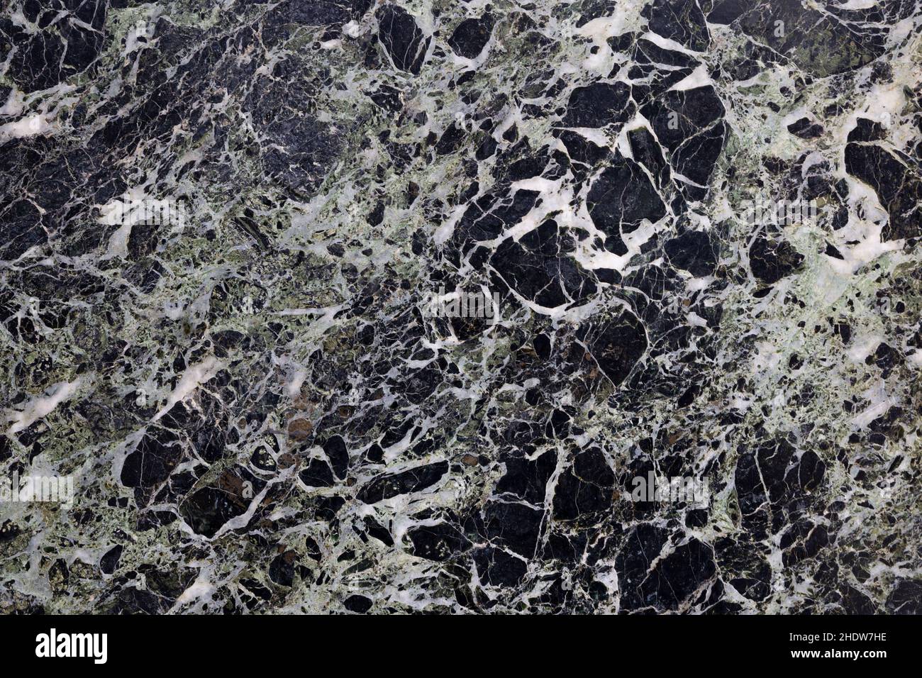 glossy black marble surface with black veins, perpendicular view Stock Photo