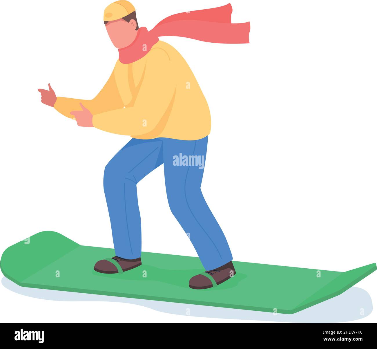 Man on snowboard semi flat color vector character Stock Vector