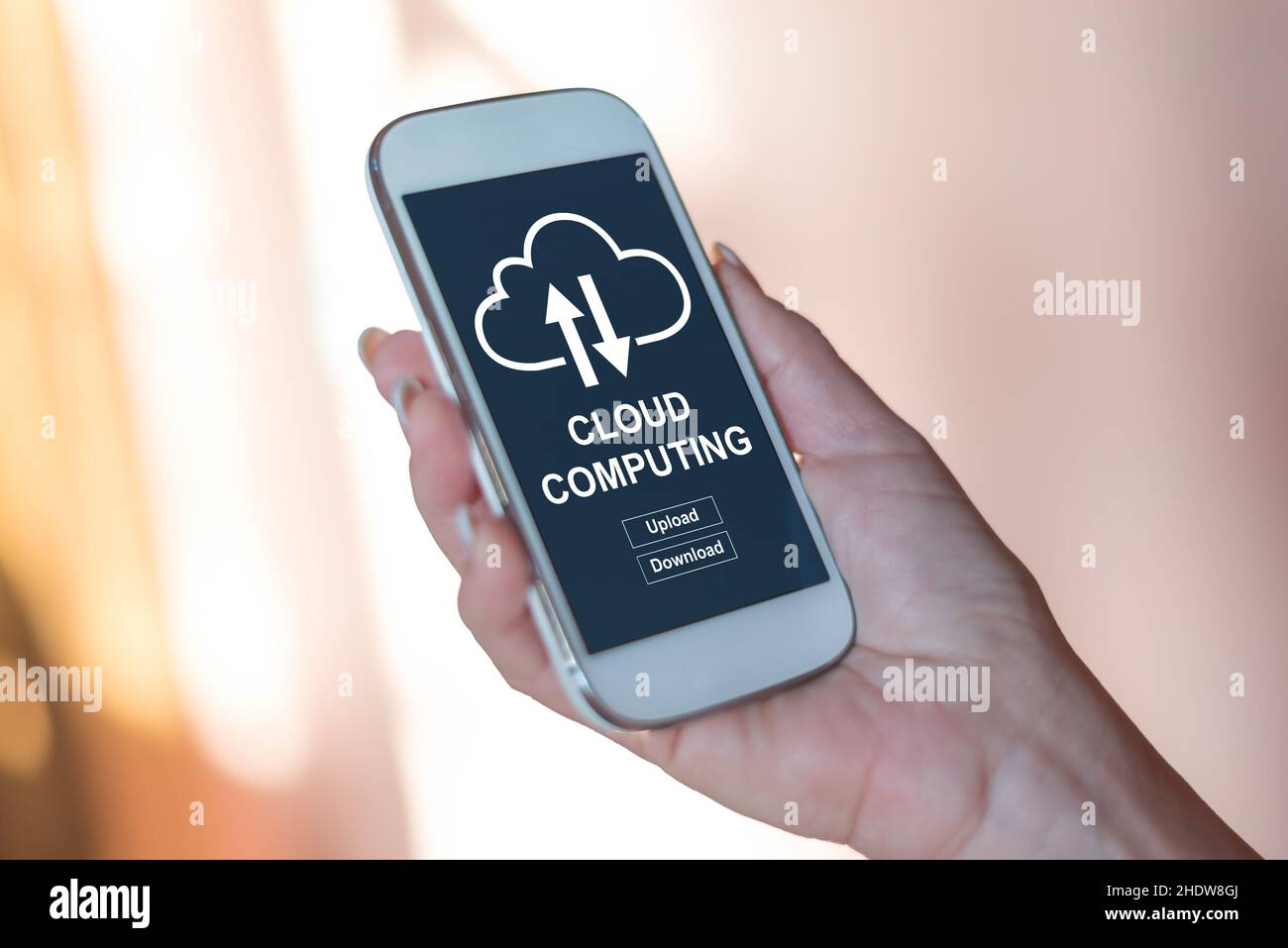 Smartphone screen displaying a cloud computing concept Stock Photo - Alamy