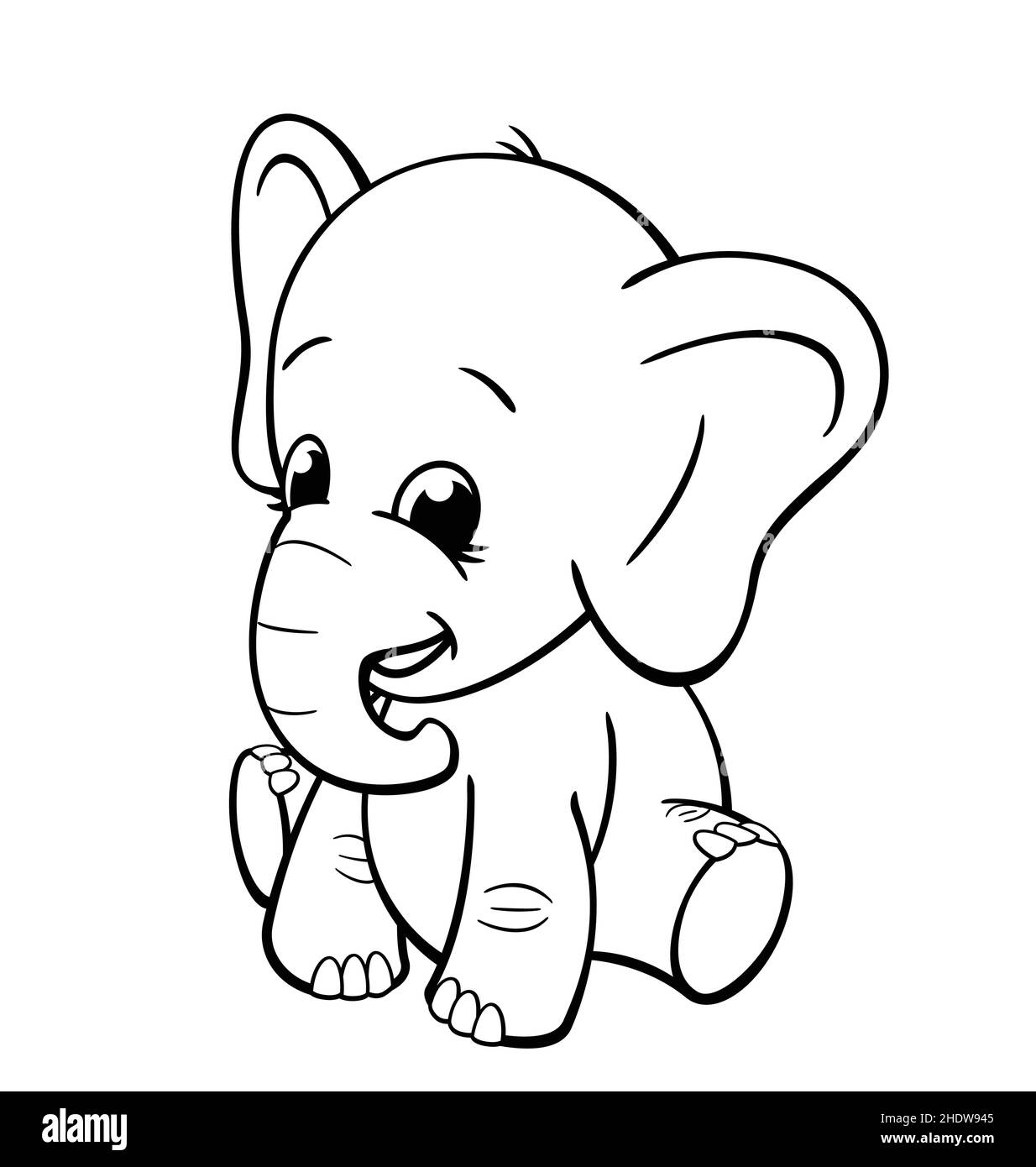 Cartoon cute happy cartoon elephant Black and White Stock Photos & Images -  Page 2 - Alamy