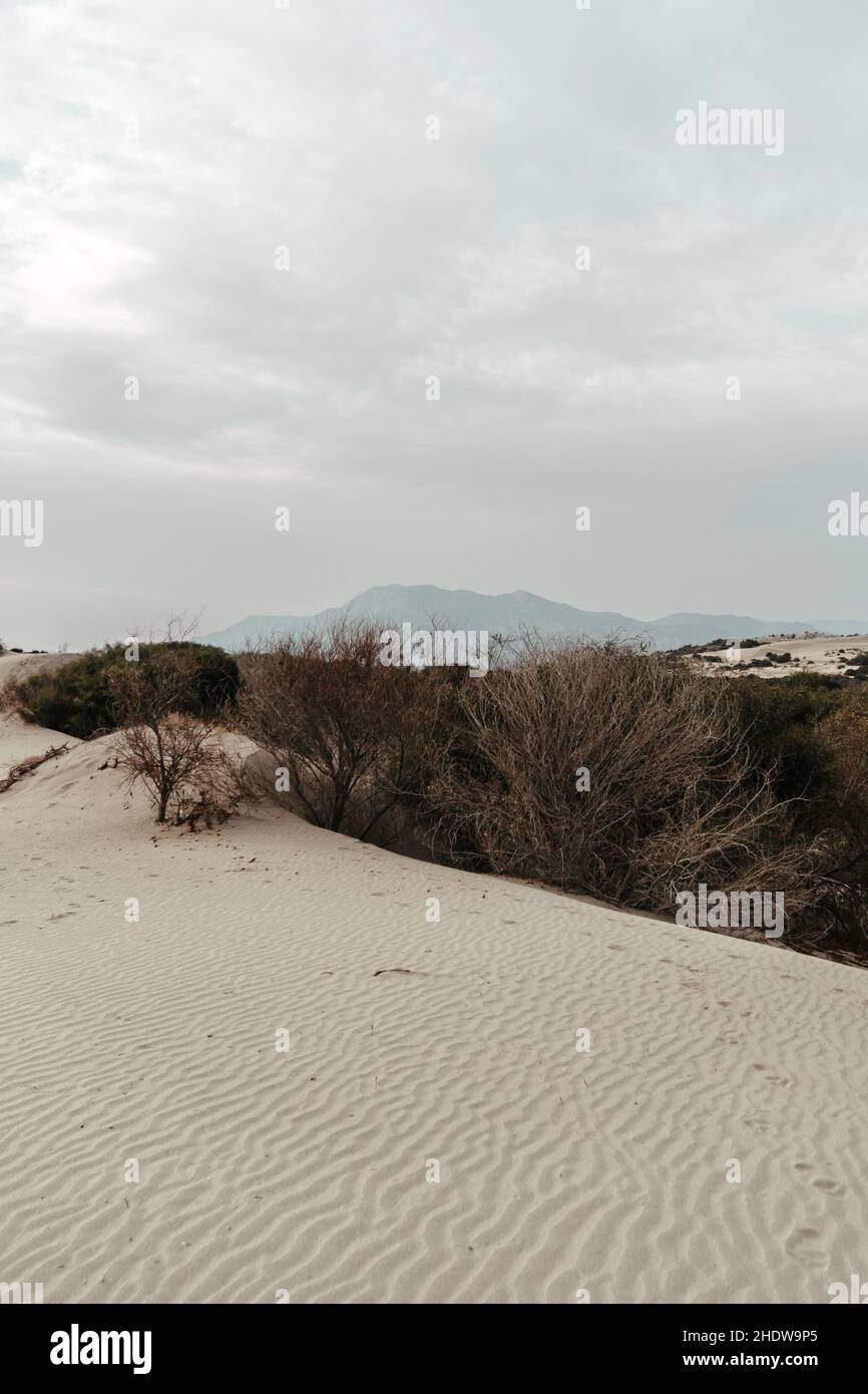 Patara sand dunes landscape. Blowing wind makes rippled patterns Stock Photo