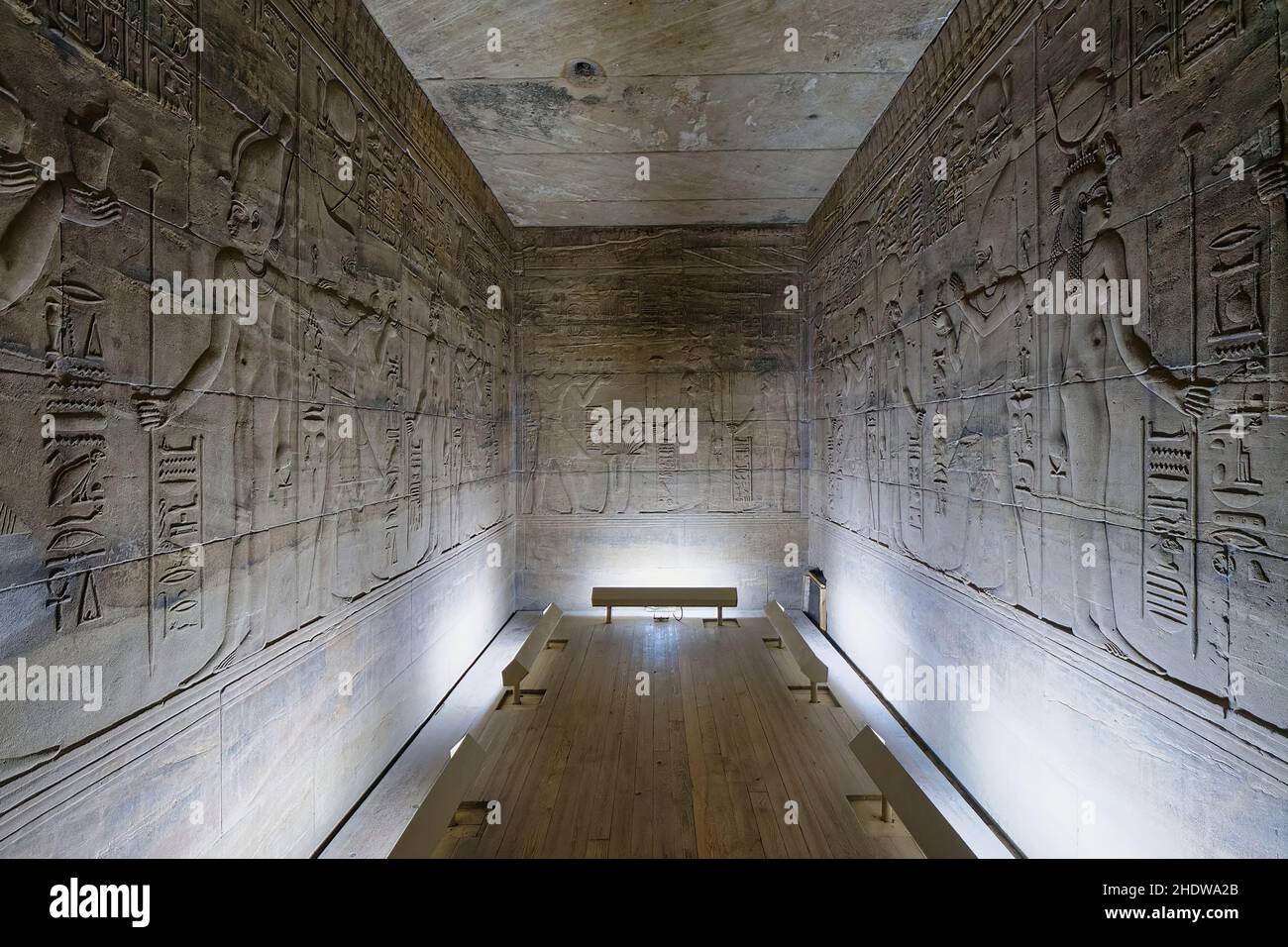 Photo of the inside of Philae Temple in Aswan City, Egypt Stock Photo