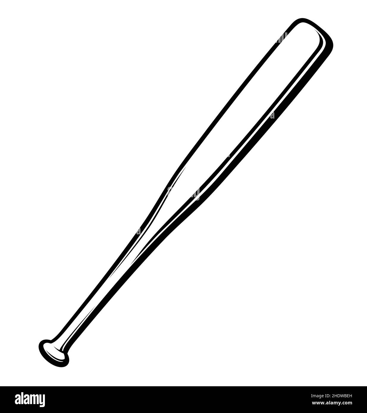 simple classic wooden baseball bat lineart vector illustration isolated
