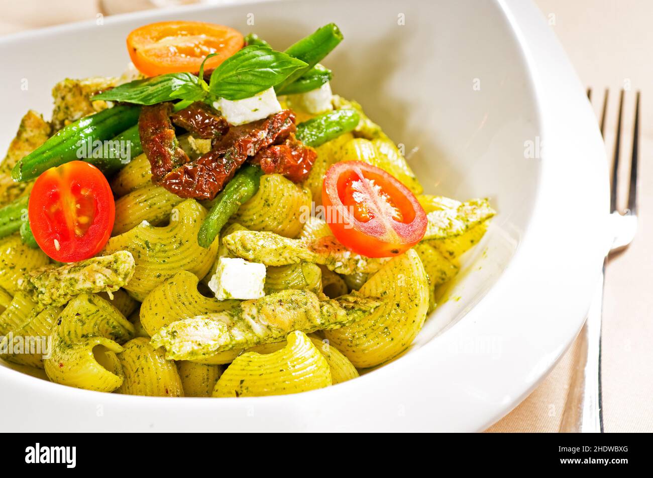 pasta, basil pesto, noddles, pastas, basil pestos Stock Photo Alamy