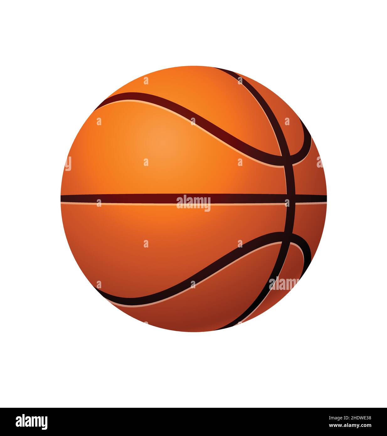 shaded stylized classic orange basketball simple illustration icon vector isolated on white