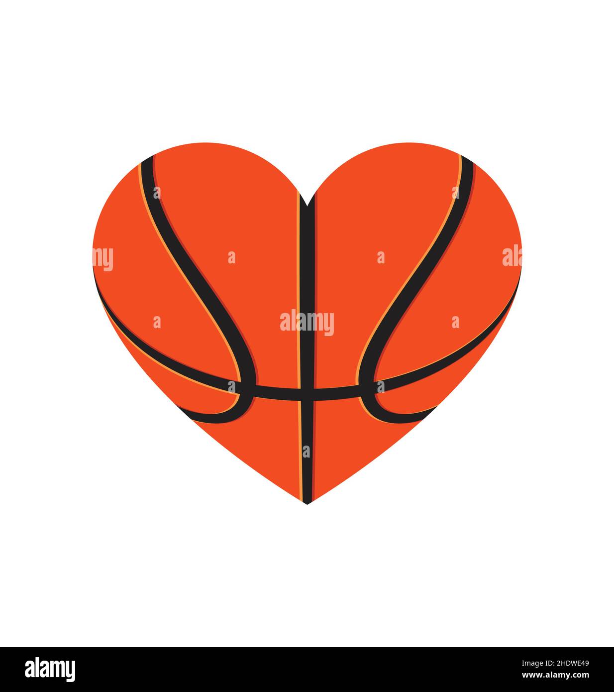 classic basketball as a love heart shape icon emblem vector isolated on