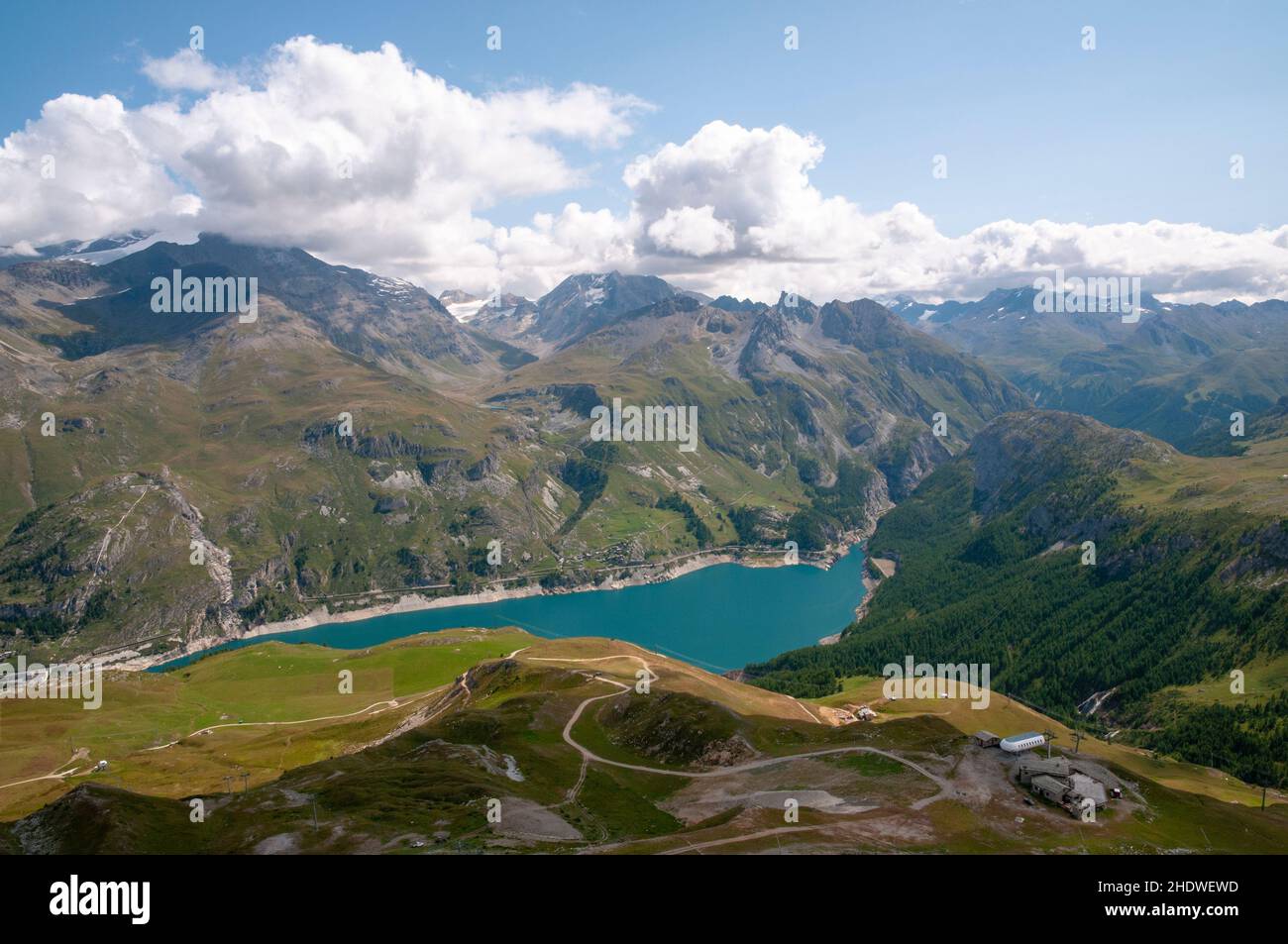 Chevril Dam or Tignes Dam, Tignes, Tarentaise valley, Savoie (73), Auvergne-Rhone-Alpes, France Stock Photo
