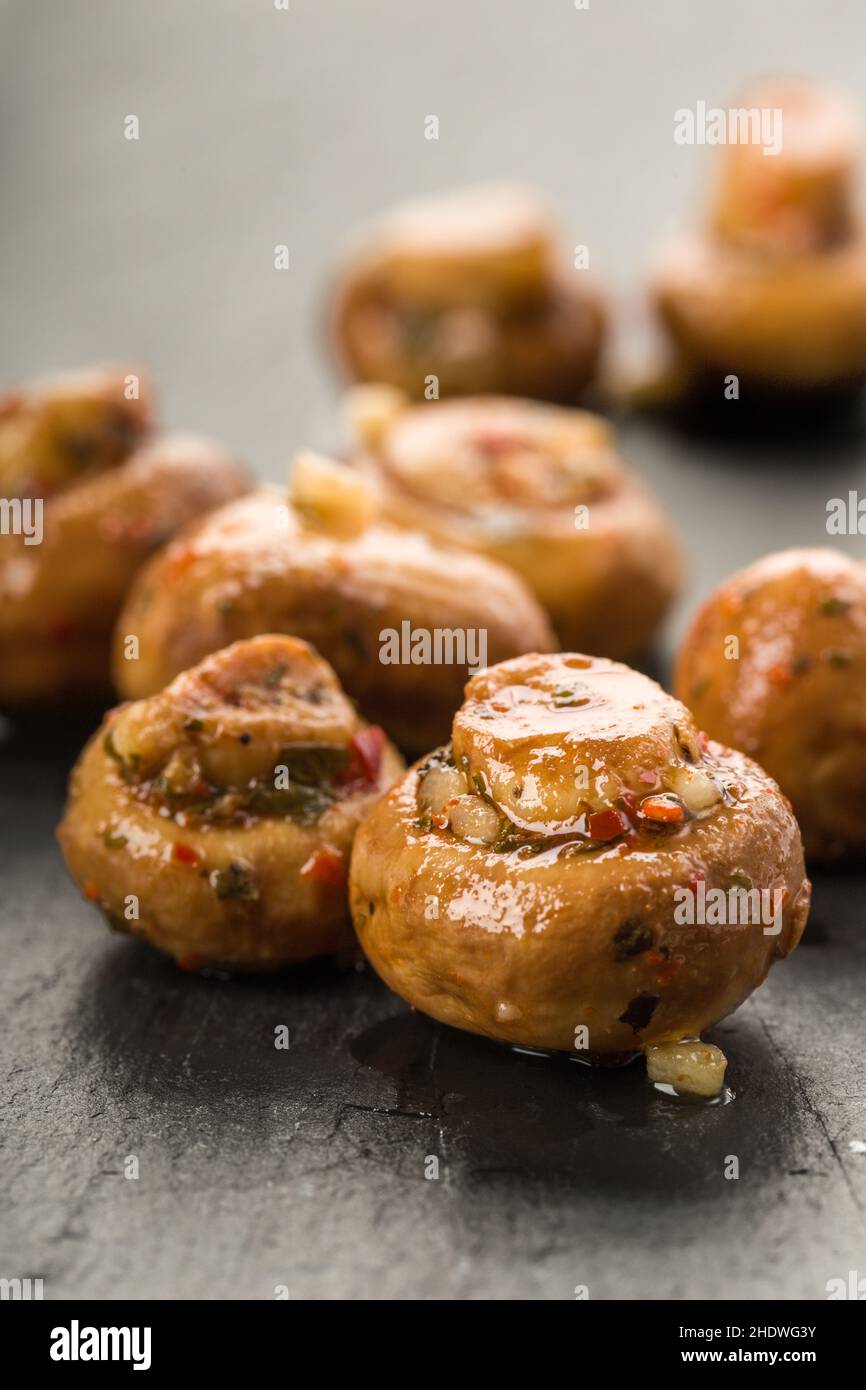 marinated, mushrooms, antipasto, marinateds, mushroom, antipastos Stock