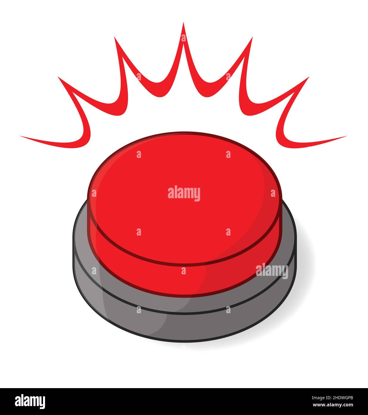 Big red flashing button simple, cartoon image icon isometric view isolated vector on white background Stock Vector