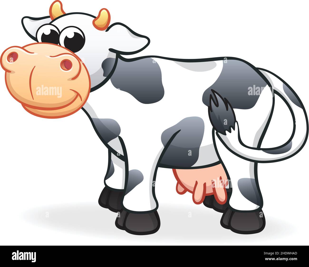 cute black and white dairy cow cartoon character vector isolated on white  background Stock Vector Image & Art - Alamy