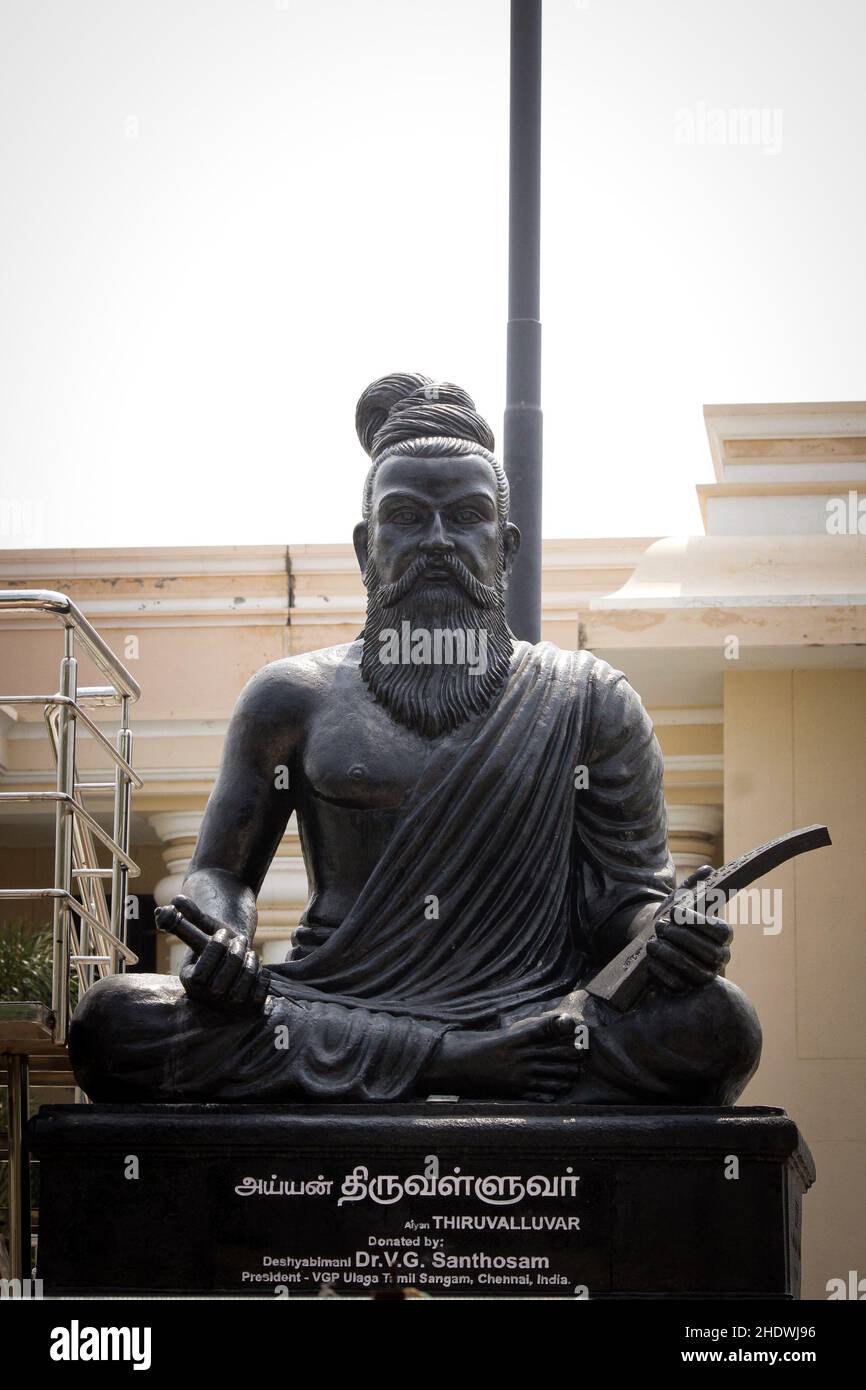 Statue of Poet Thiruvalluvar in Madurai , Tamilnadu . Stock Photo