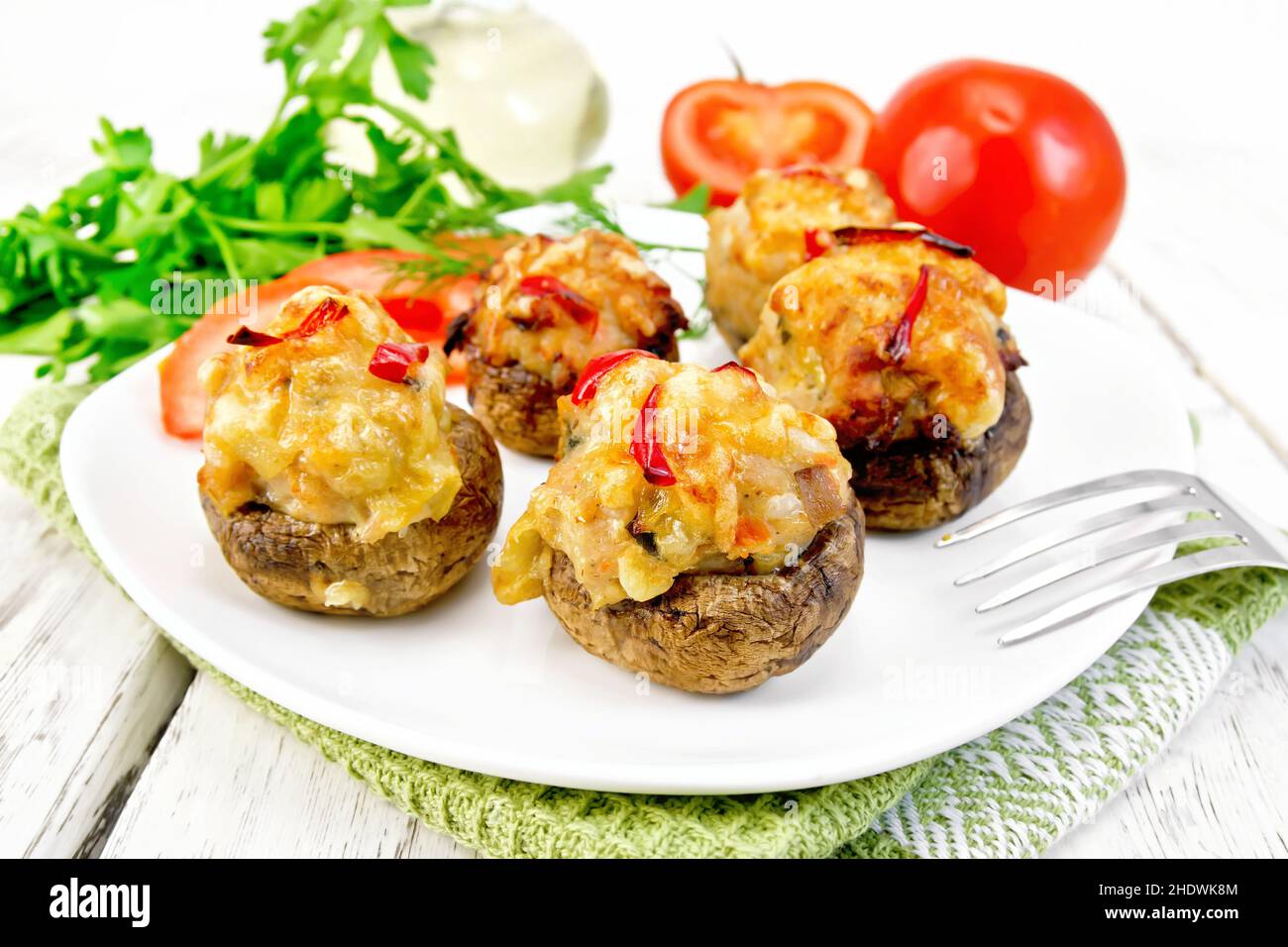 lunch, stuffed mushrooms, lunch time, stuffed mushroom Stock Photo Alamy