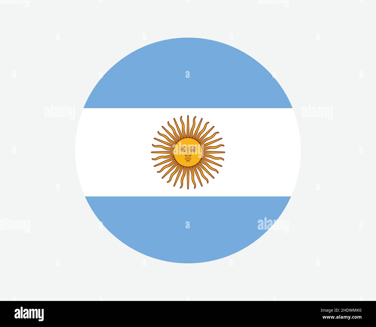 Argentina Round Country Flag. Circular Argentinian National Flag. Argentine Republic Circle Shape Button Banner. EPS Vector Illustration. Stock Vector