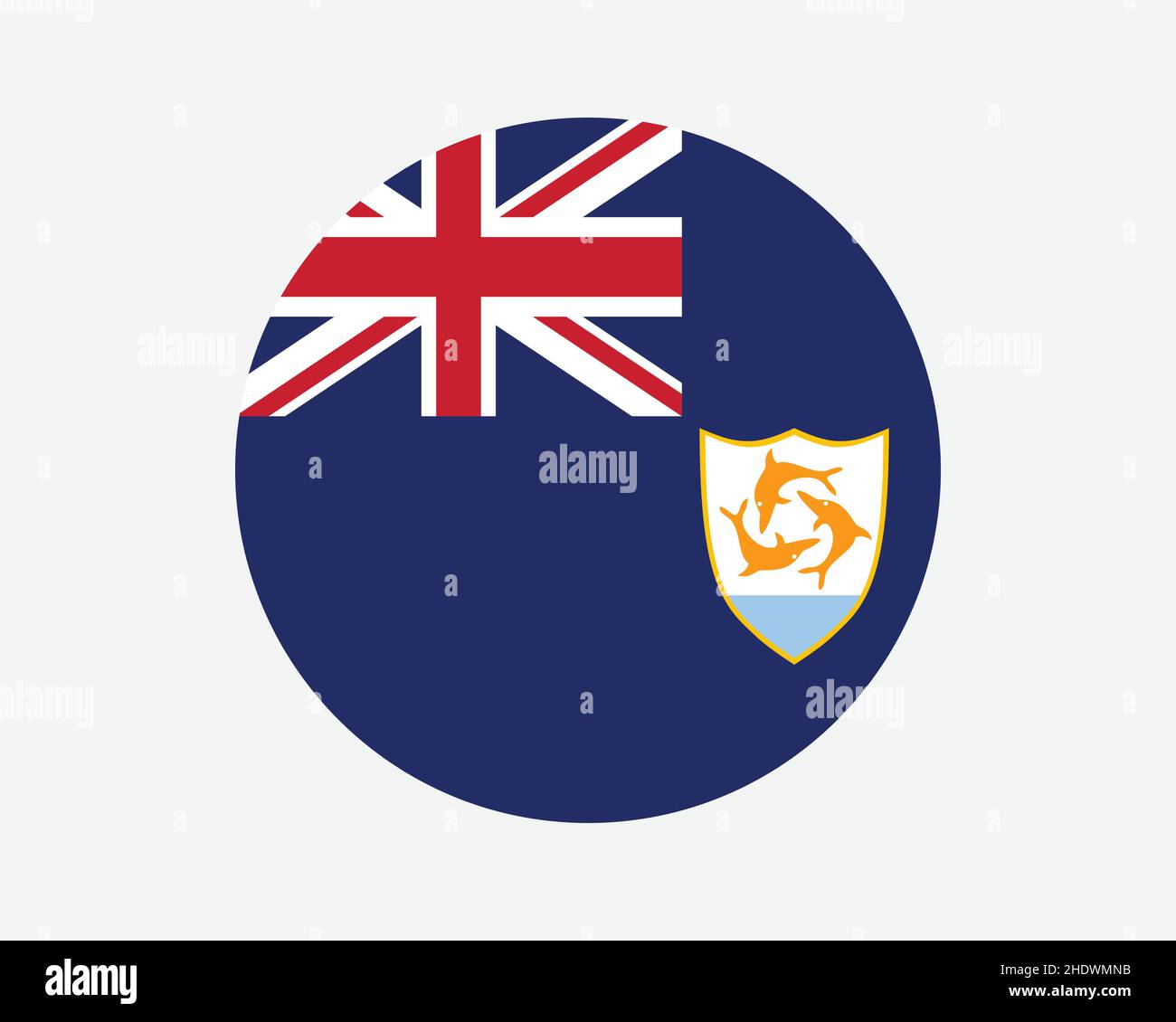 Anguilla Round Flag. Anguilla Circle Flag. British Overseas Territory Circular Shape Button Banner. EPS Vector Illustration. Stock Vector