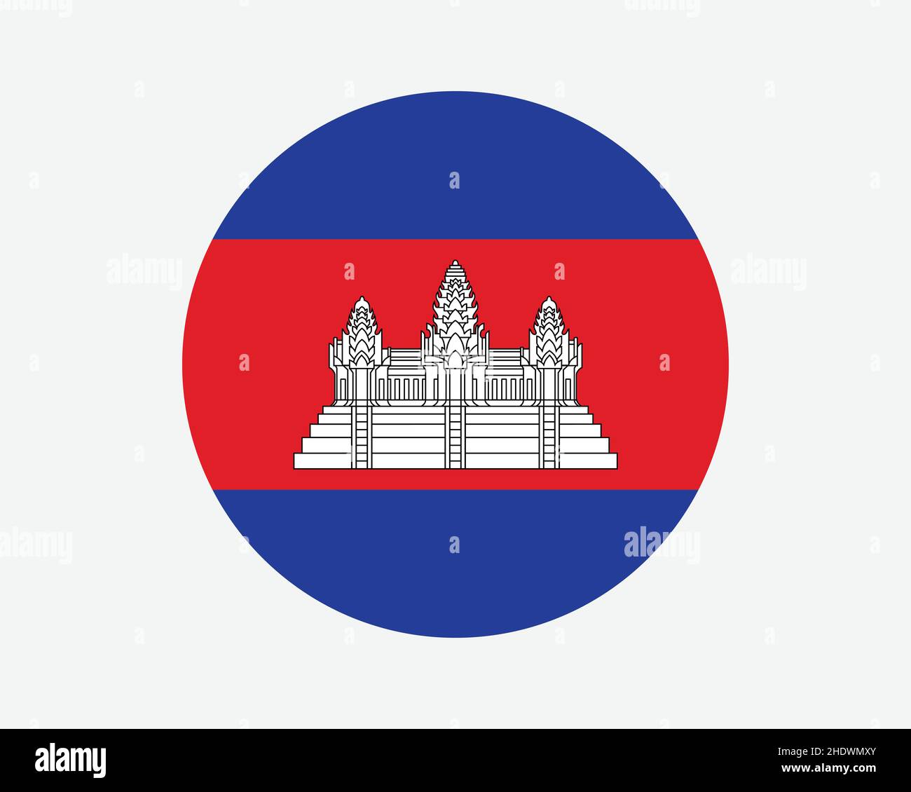 Cambodia Round Country Flag. Circular Cambodian Khmer National Flag. Kingdom of Cambodia Circle Shape Button Banner. EPS Vector Illustration. Stock Vector