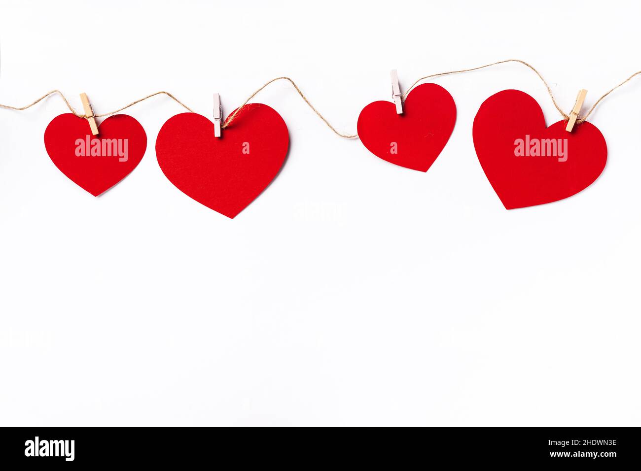 Red hearts background, paper cut romantic concept, top view Stock Photo ...