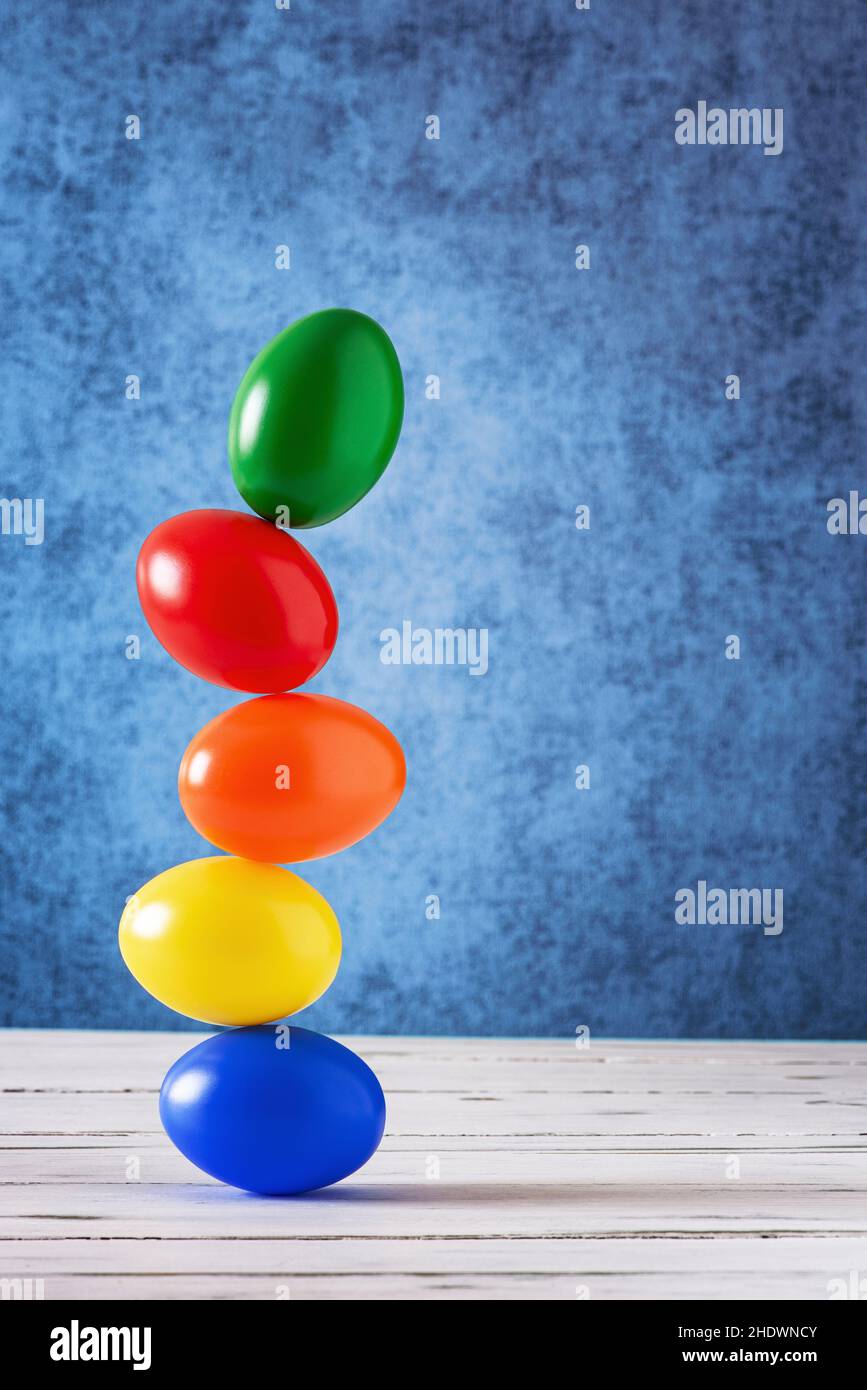 multi colored, stacked, eggs, multi coloreds, stackeds, egg Stock Photo