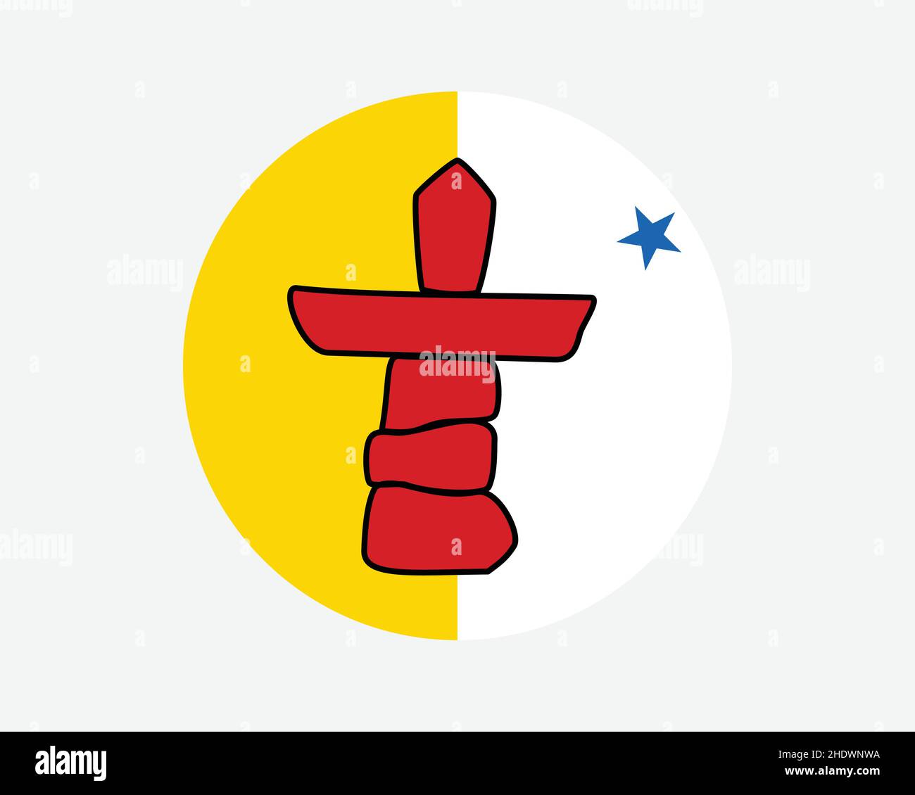 Nunavut Canada Round Flag. NU, Canadian Territory Circle Flag. Nunavut Canada Circular Shape Button Banner. EPS Vector Illustration. Stock Vector