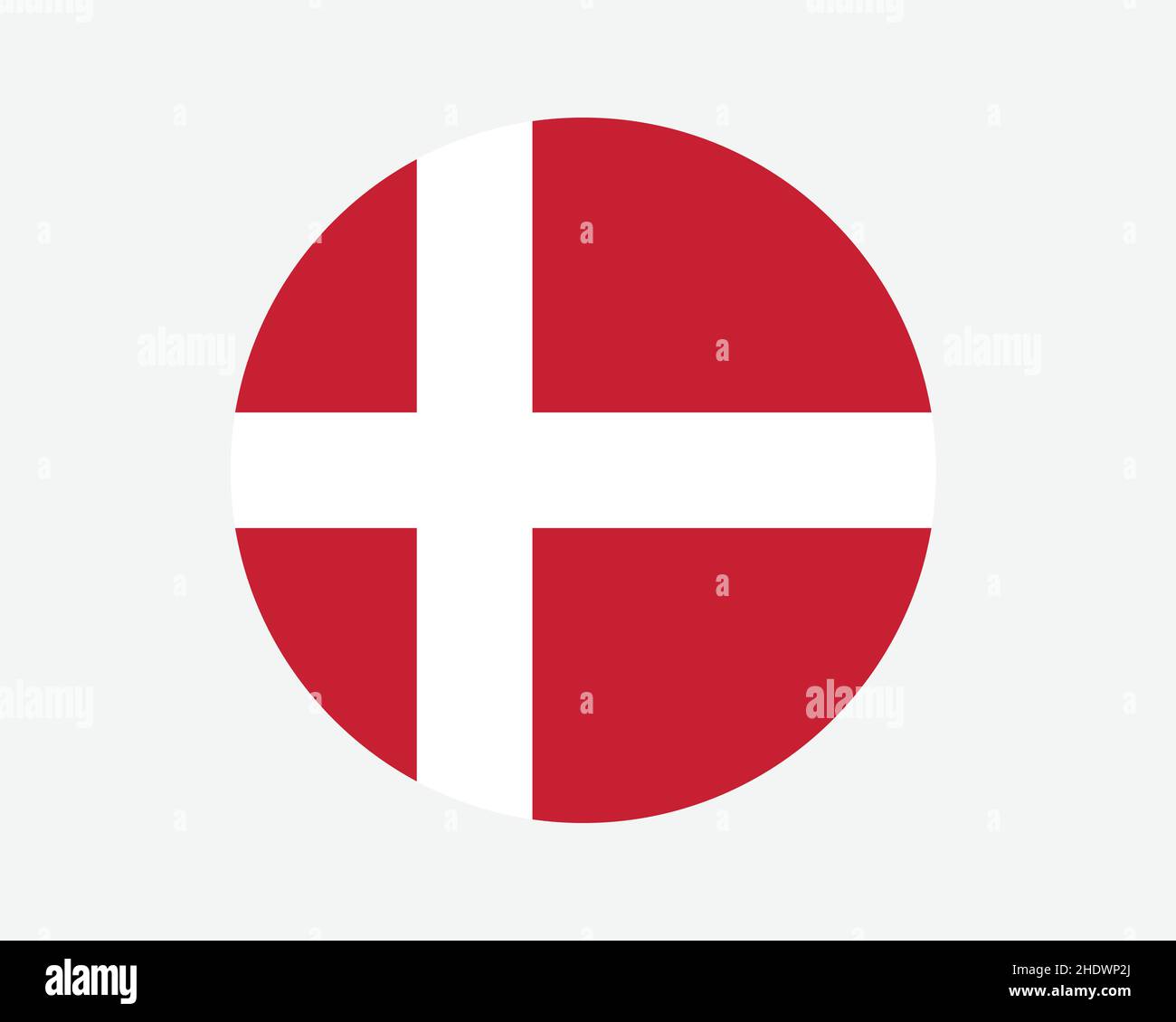 Denmark Round Country Flag. Circular Danish National Flag. Dane Circle Shape Button Banner. EPS Vector Illustration. Stock Vector