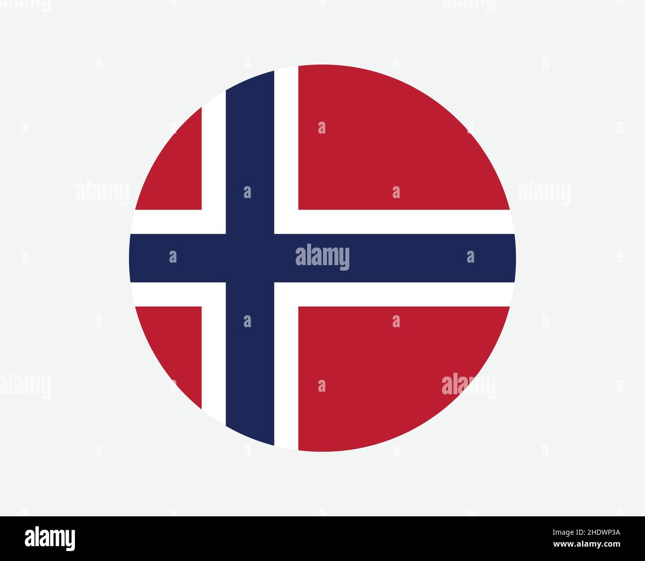 Norway Round Country Flag. Norwegian Circle National Flag. Kingdom of Norway Circular Shape Button Banner. EPS Vector Illustration. Stock Vector