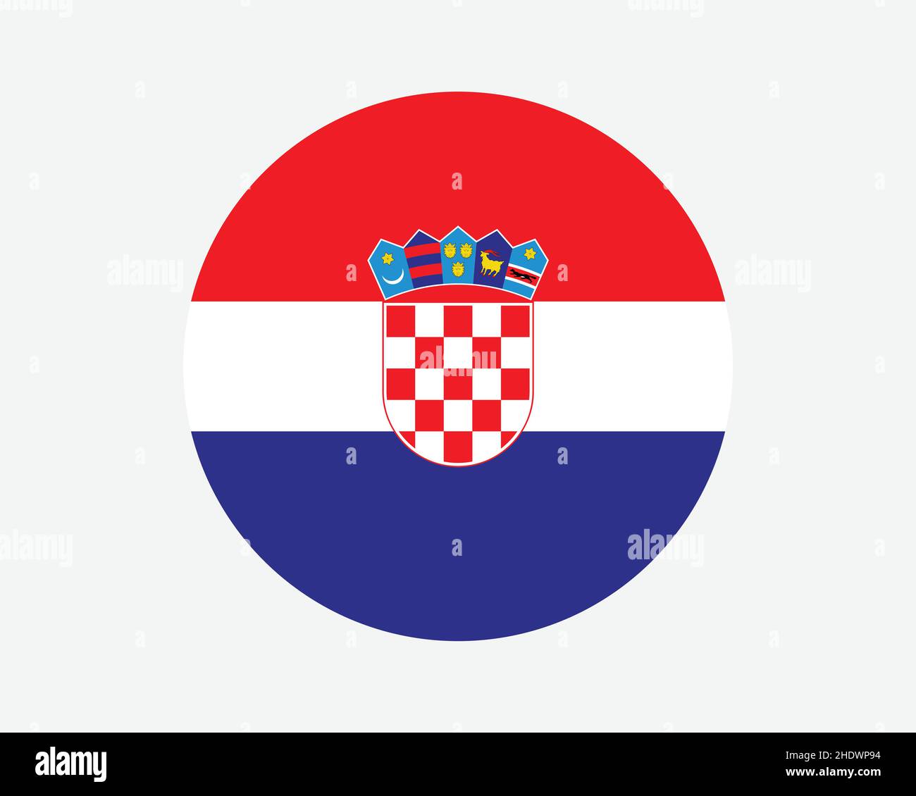 Croatia Round Country Flag. Circular Croatian National Flag. Republic of Croatia Circle Shape Button Banner. EPS Vector Illustration. Stock Vector