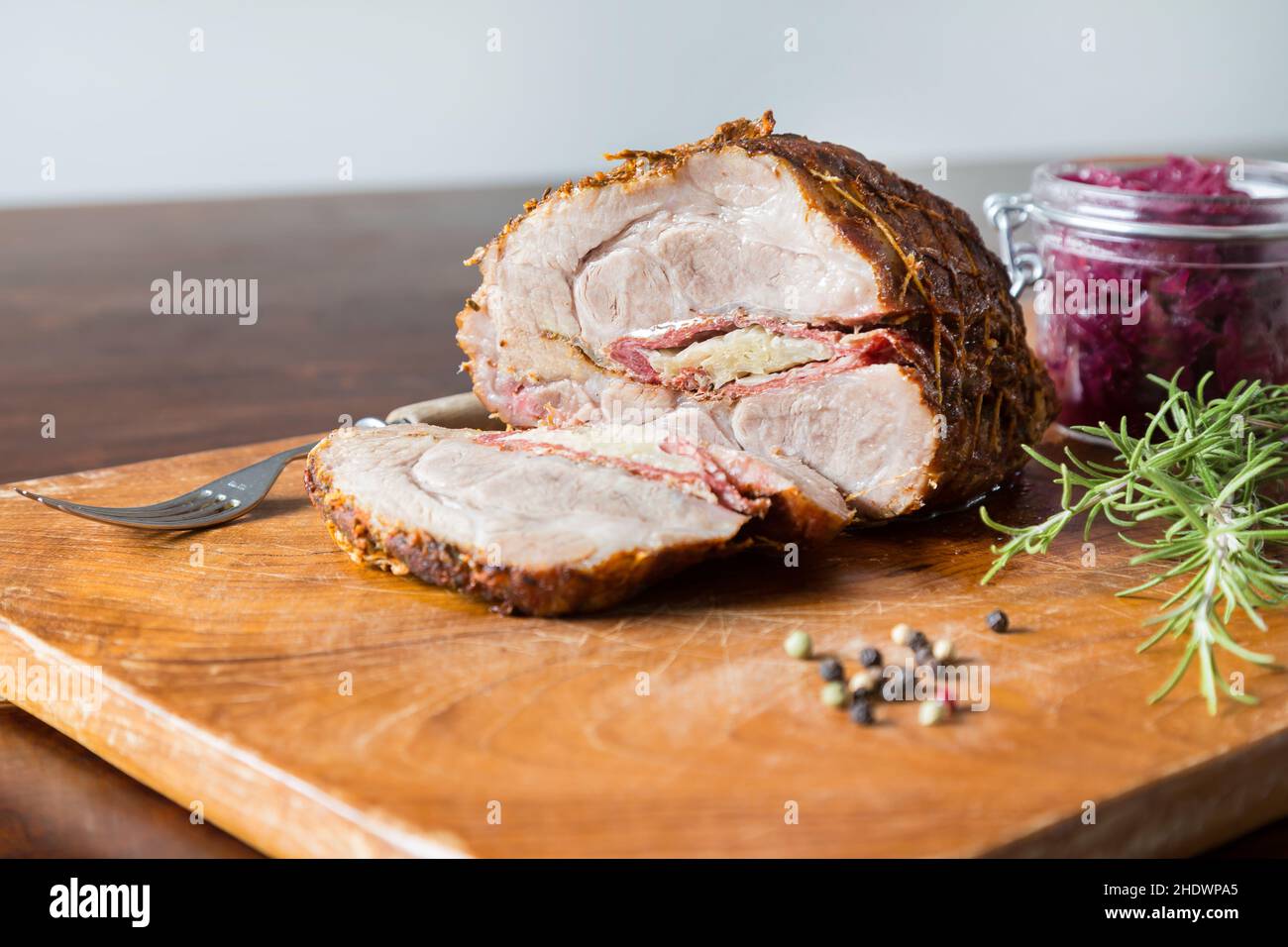 roast pork, red cabbage, traditional cuisine, roast porks, red cabbages Stock Photo