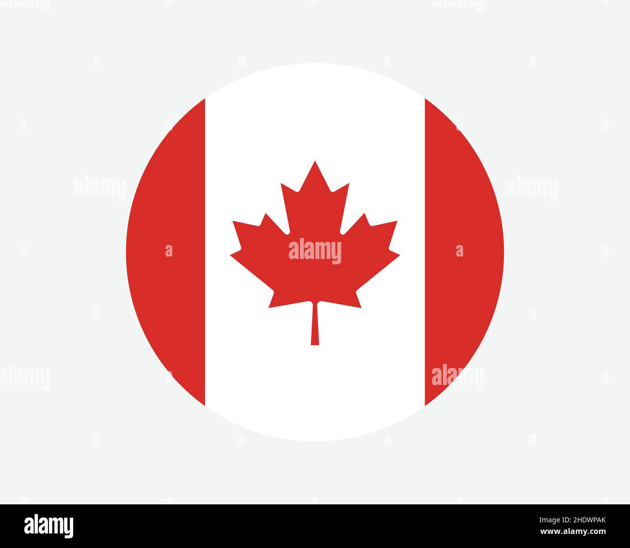 Canada Round Country Flag. Circular Canadian National Flag. Canada Circle Shape Button Banner. EPS Vector Illustration. Stock Vector